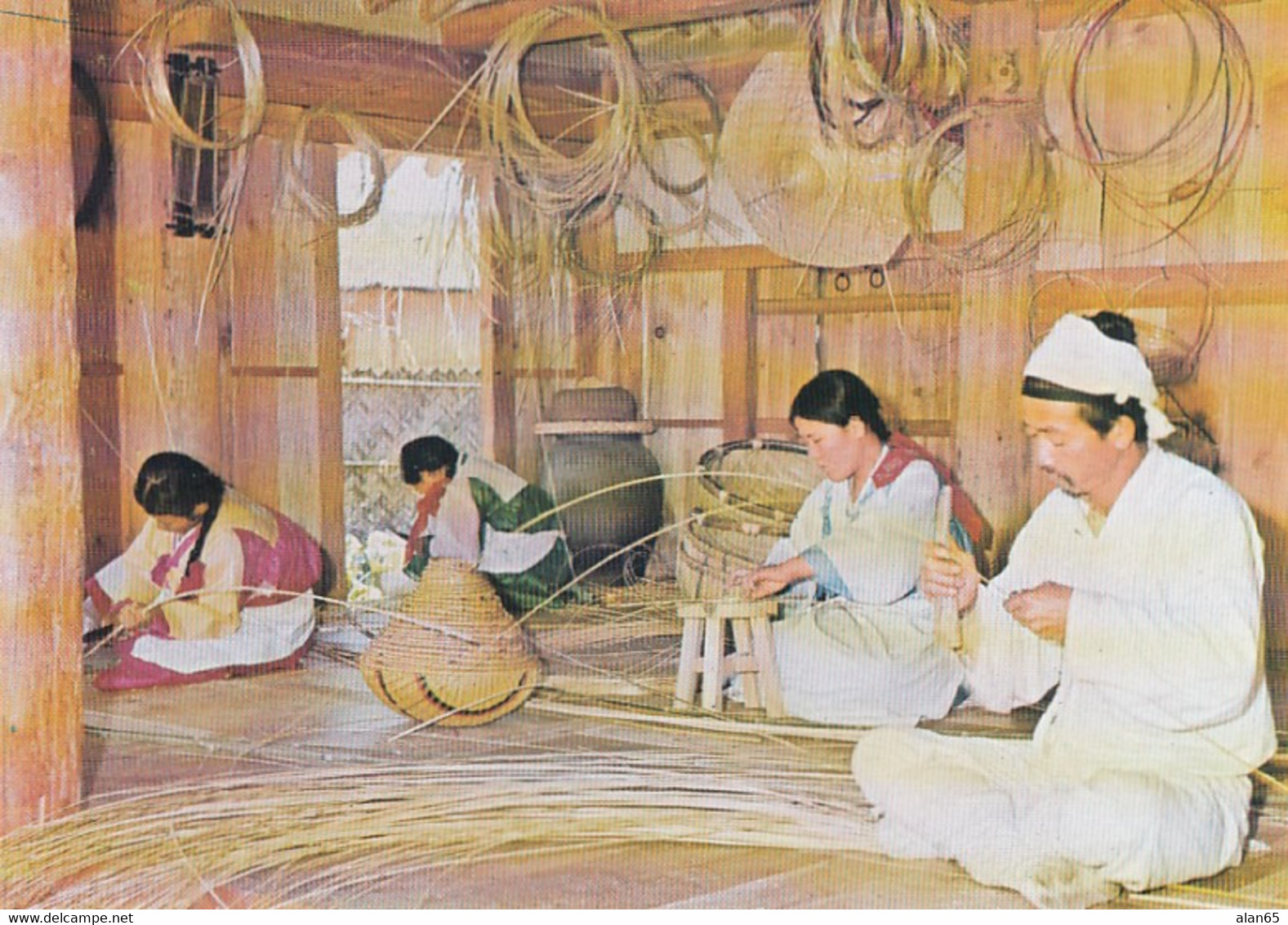 Korea, Bamboo Hadicrafts Traditional Crafts, Korean Village C1970s/80s Vintage Postcard - Corée Du Sud