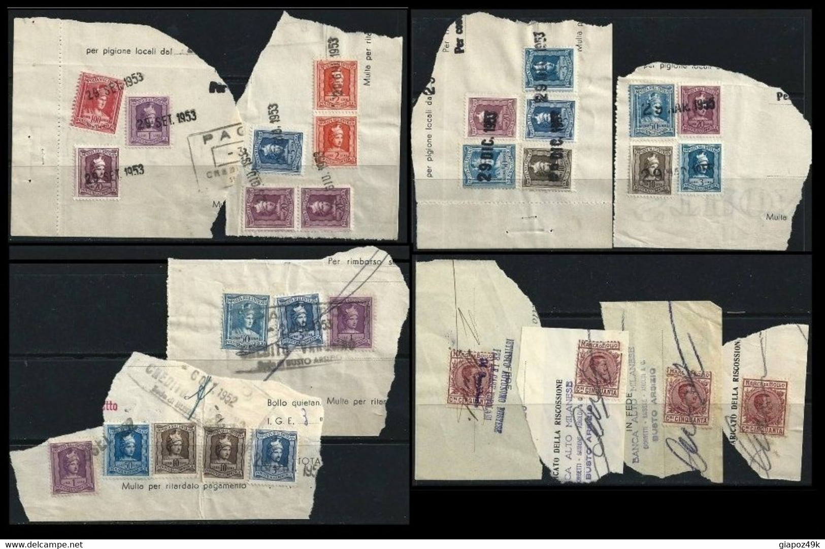 ● ITALIA  FISCALI  MARCHE Da BOLLO E IMPOSTE Sull' ENTRATA  Su Frammenti Di Documenti ️ - Revenue Stamps