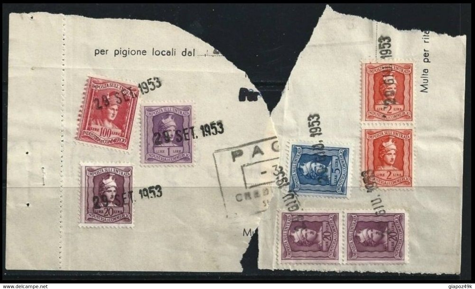 ● ITALIA  FISCALI  MARCHE Da BOLLO E IMPOSTE Sull' ENTRATA  Su Frammenti Di Documenti ️ - Revenue Stamps