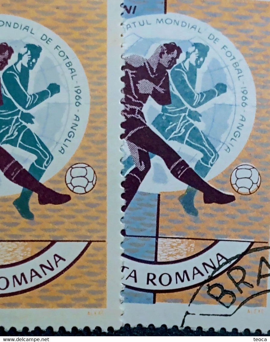 Stamps Errors Romania 1966 soccer World cup 1966 England lot WITH 20 Errors printed diffrent Errors misplaced player