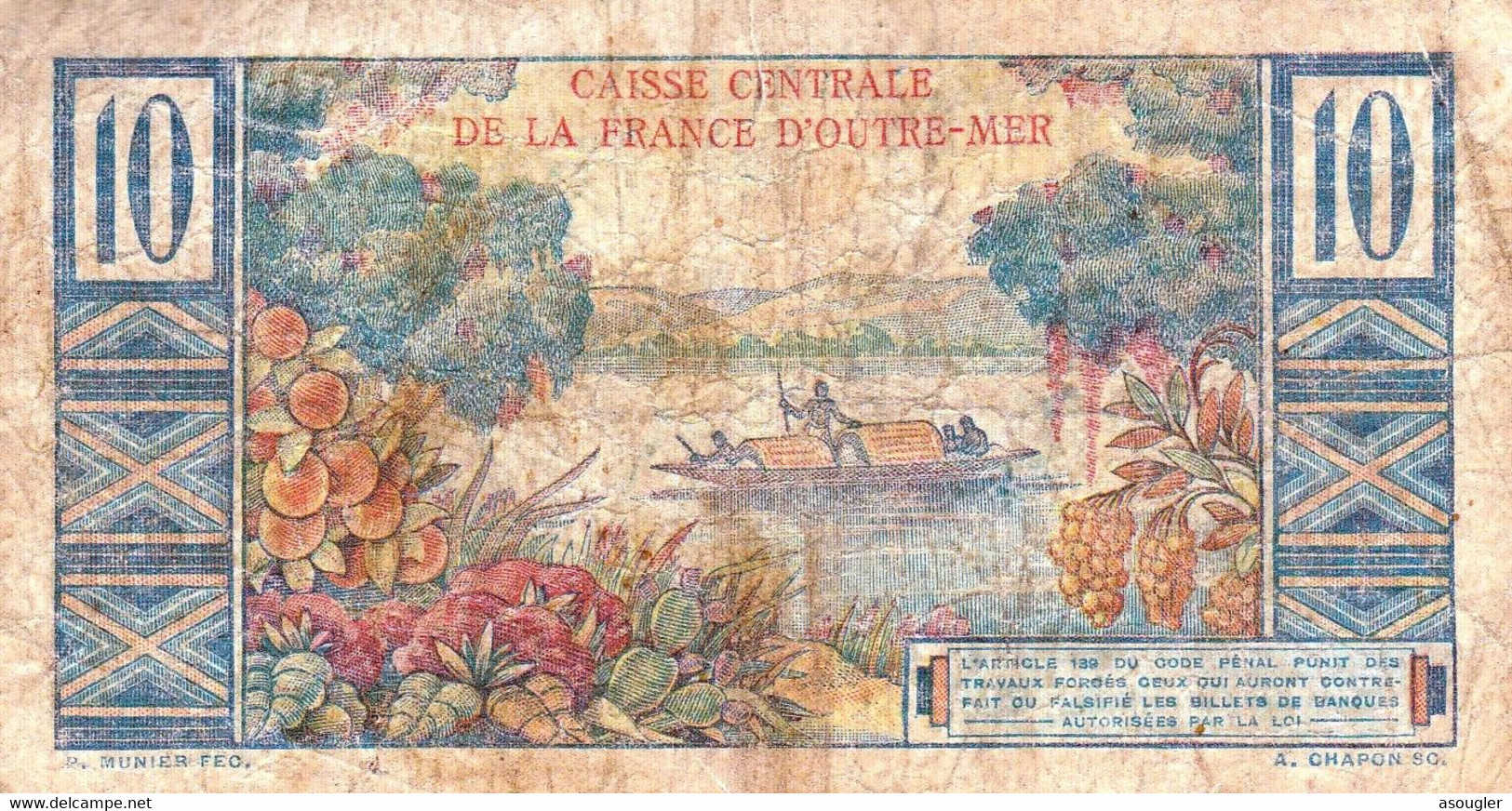 Caisse Centrale De La France D’outre Mer, 10 Francs - 1960 VG "free Shipping Via Registered Air Mail" - Otros – América