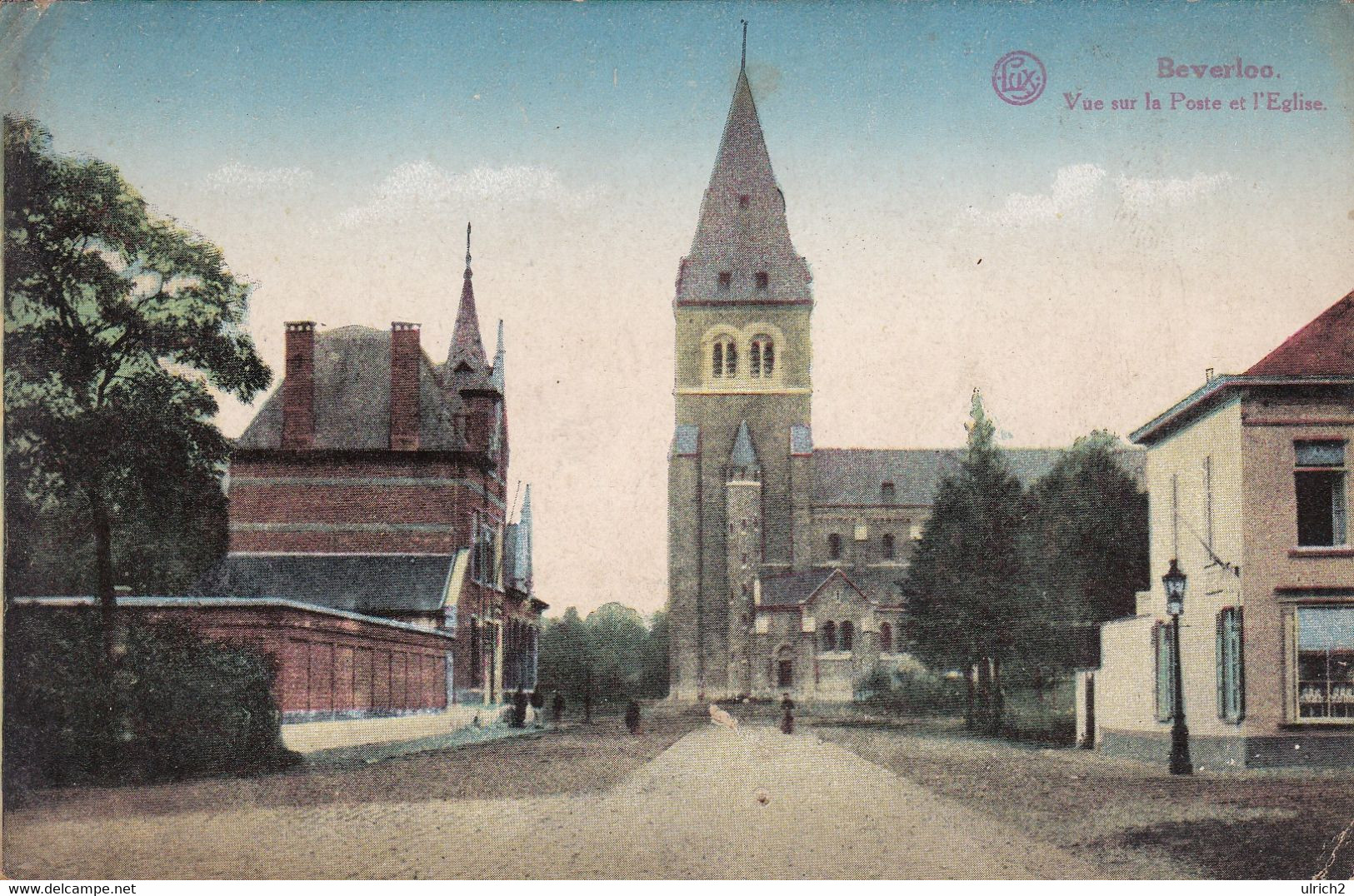 AK Beverloo - Vue Sur La Poste Et L'Eglise  - Feldpost IV. B. Inf. Ers. Truppe Beverloo - 1918 (61011) - Beringen