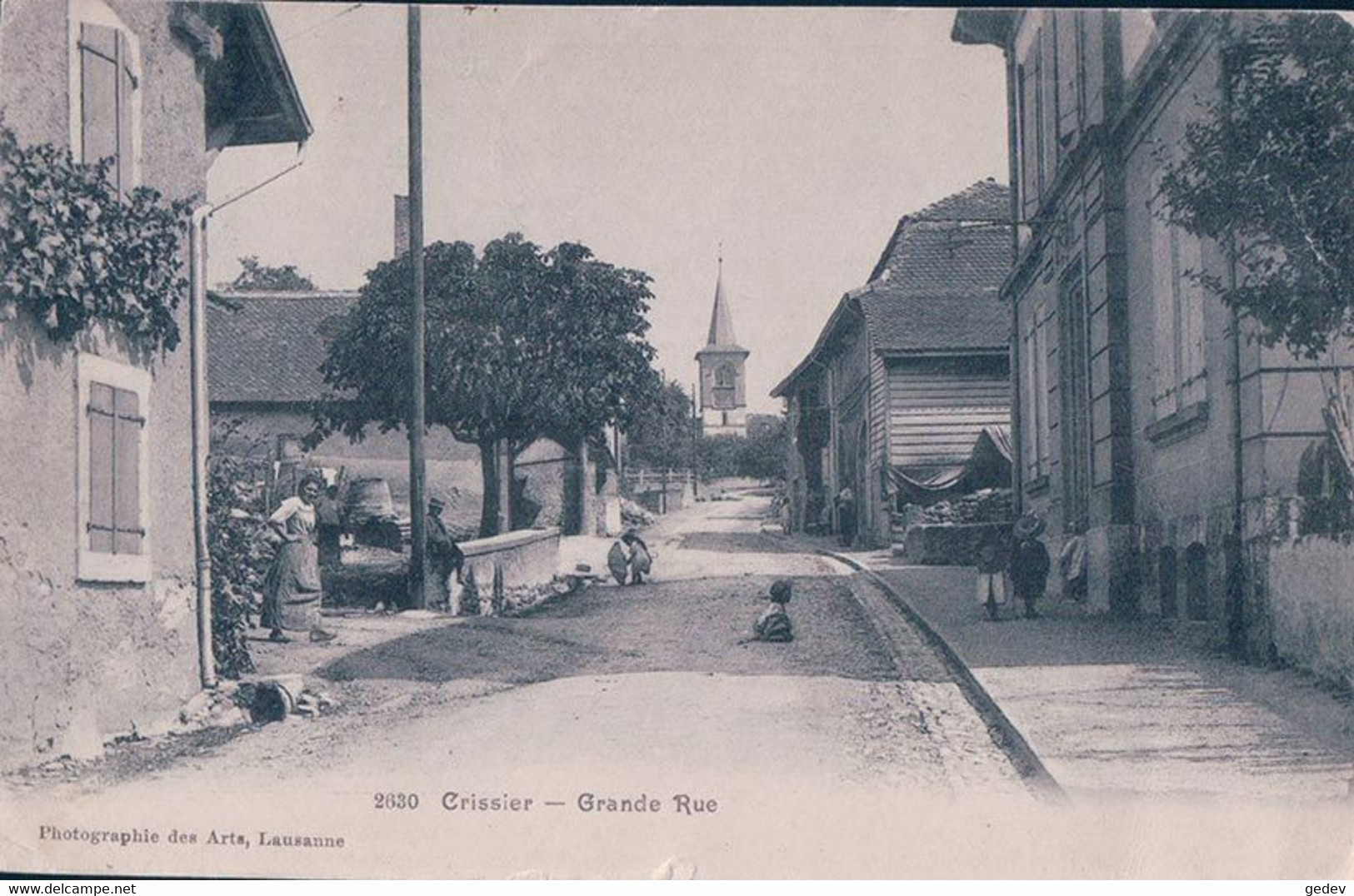 Crissier VD, Grande Rue Animée (2630) Pli D'angle - Crissier