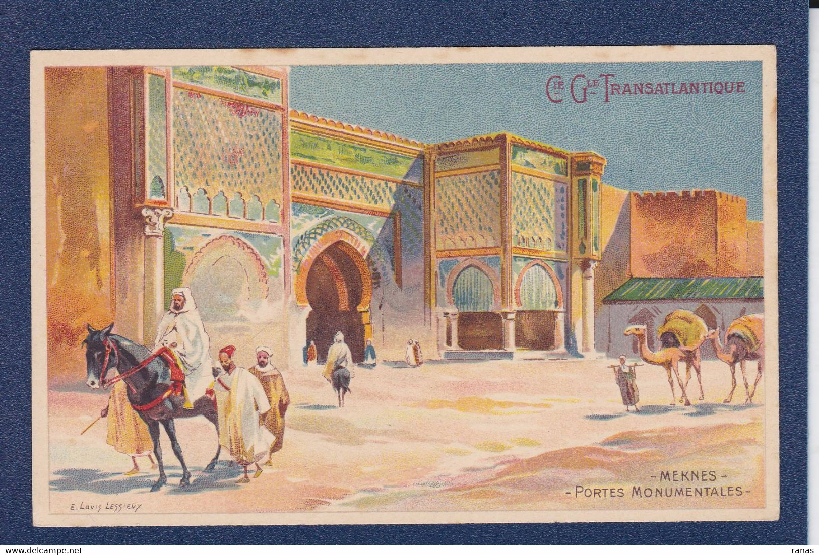 CPA Lessieux Louis Publicité Compagnie Générale Transatlantique Voir Dos Maroc Meknès - Meknès