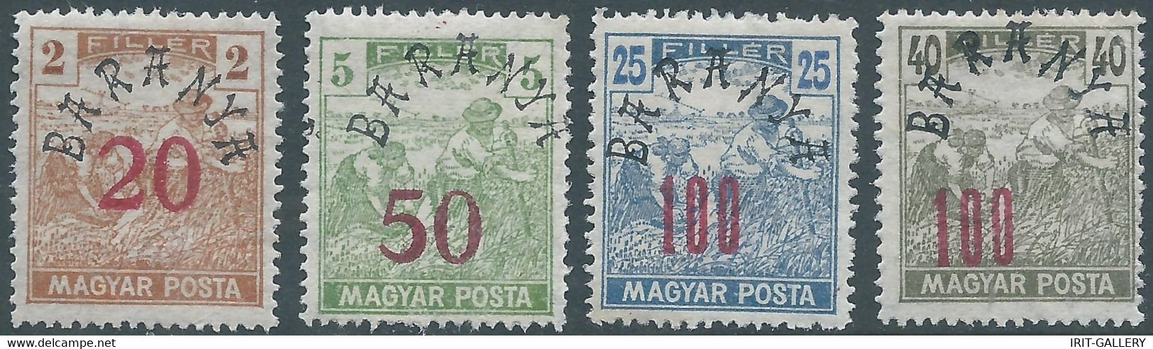 Hungary-MAGYAR,Baranya1919 Hungarian Stamps Overprinted"Baranya"in Black On 20/2f -50/5f -100/25f -100/40f,Singed ! - Baranya