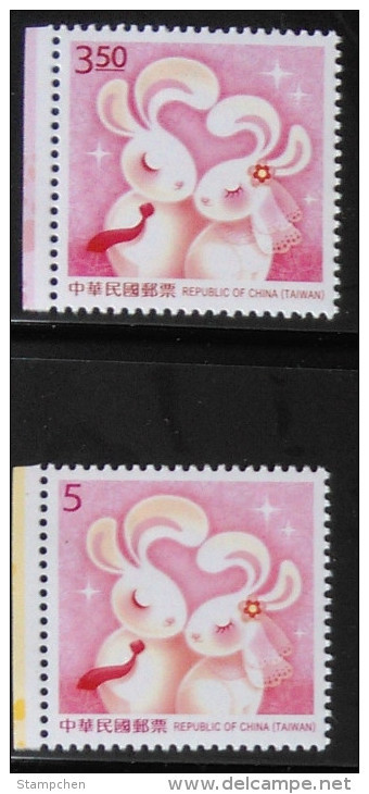 Couple Rabbit Of Taiwan 2015 Greeting Stamps-Best Wishes Hare - Unused Stamps