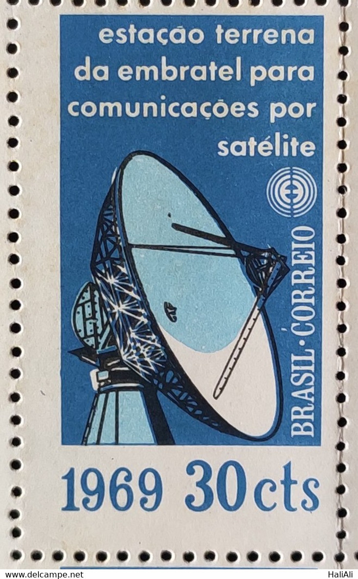C 627 Brazil Stamp Embratel Earthly Communication Satellite Station 1969 - Andere & Zonder Classificatie
