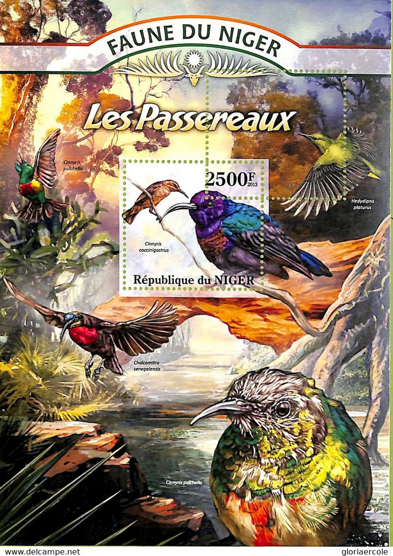 A8329 - NIGER -  ERROR MISPERF Stamp Sheet -2013 BIRDS Sparrows - Moineaux