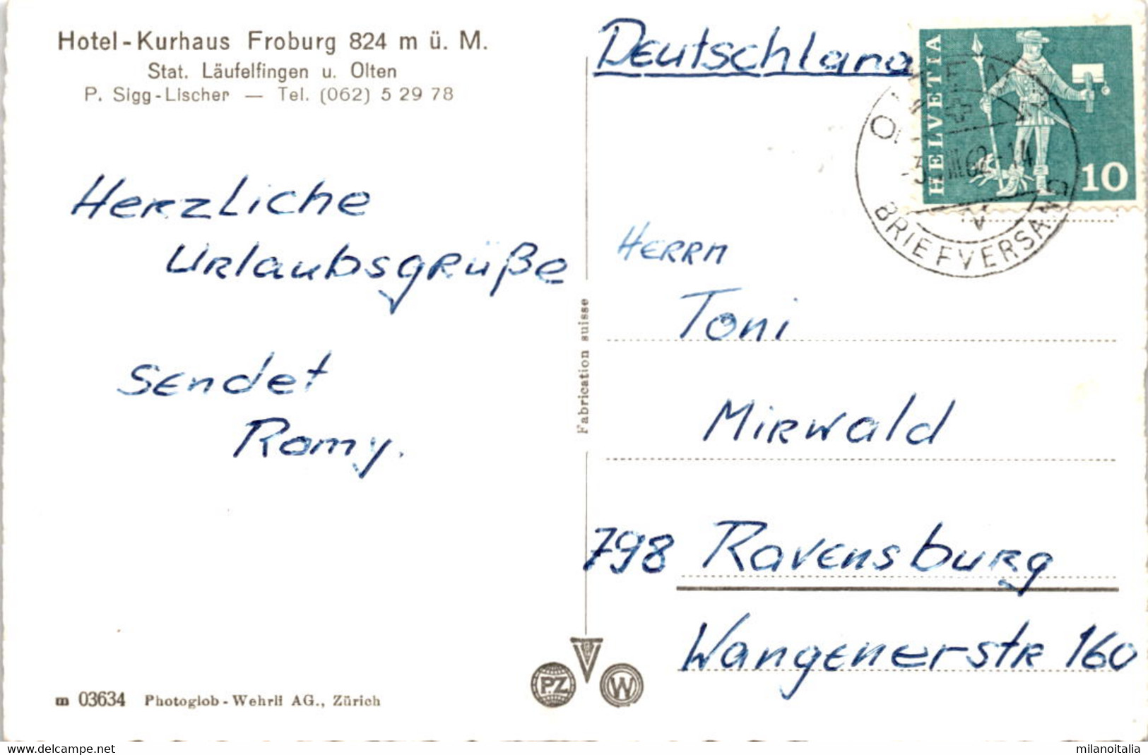 Ausblick V. D. Froburg - Stat. Läufelfingen U. Olten (03634) * 3. 8. 1962 - Läufelfingen