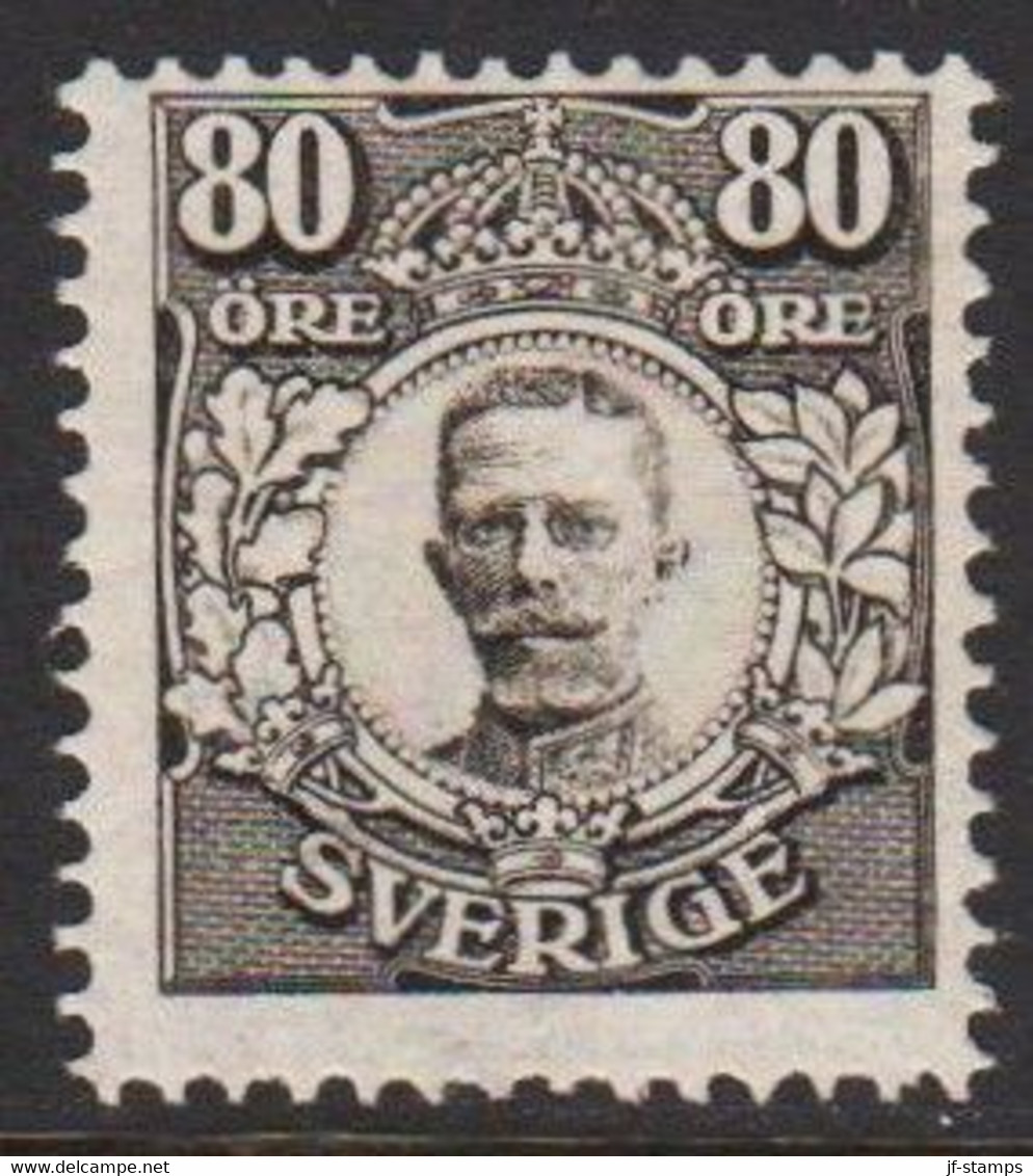 1911-1919. Gustav V. 80 ÖRE. Scarce Never Hinged Stamp. Only 1000 Issued. Certificate Franz Ob... (Michel 85) - JF523853 - Neufs