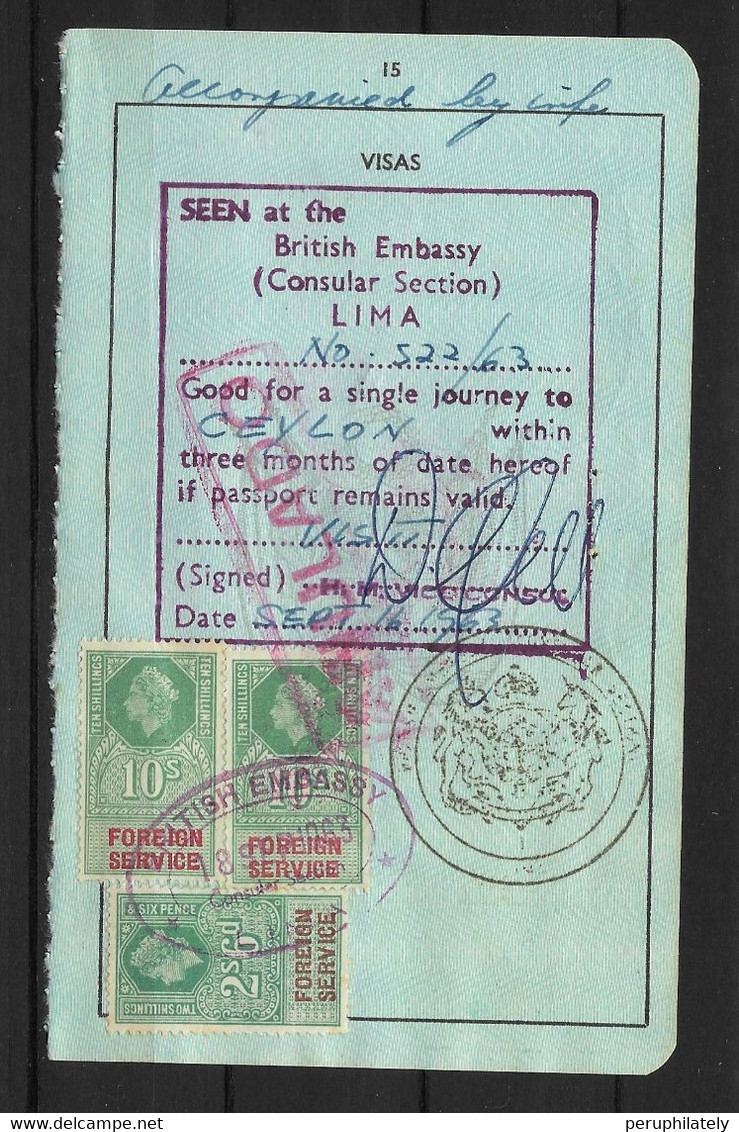 Consular Document With British Embassy Lima Revenues And Seal - Fiscaux