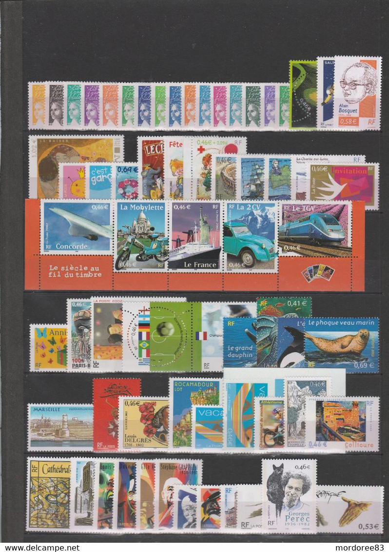 FRANCE 2002 ANNEE COMPLETE 97 TIMBRES NEUF YT 3443 A 3534 - 2 SCANS COTE 162 EUROS - 2000-2009