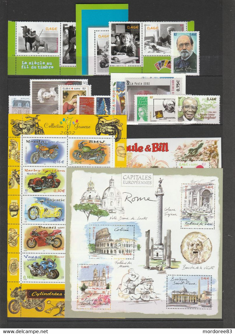 FRANCE 2002 ANNEE COMPLETE 97 TIMBRES NEUF YT 3443 A 3534 - 2 SCANS COTE 162 EUROS - 2000-2009