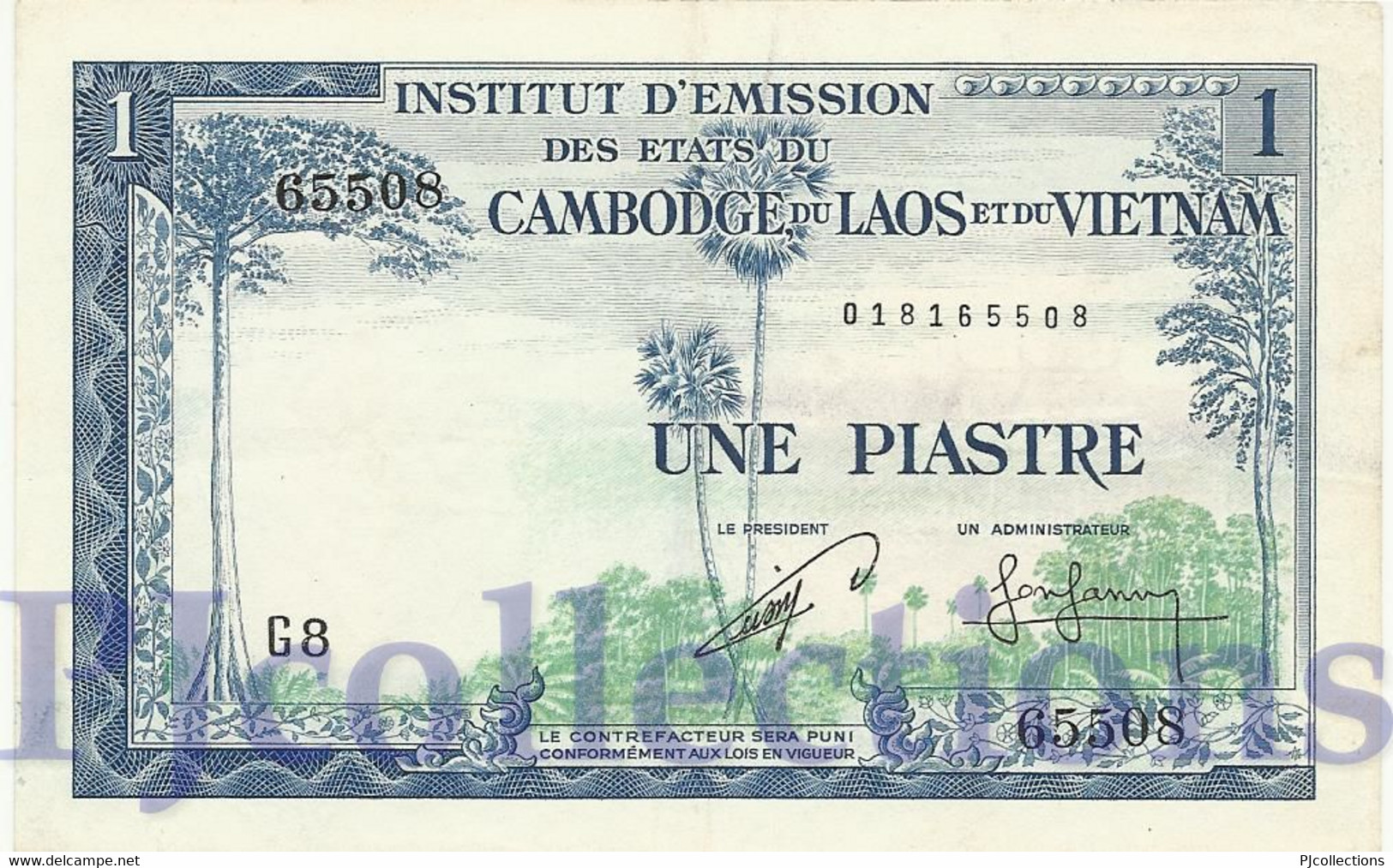 FRENCH INDOCHINA 1 PIASTRE 1954 PICK 94 AU - Indochine