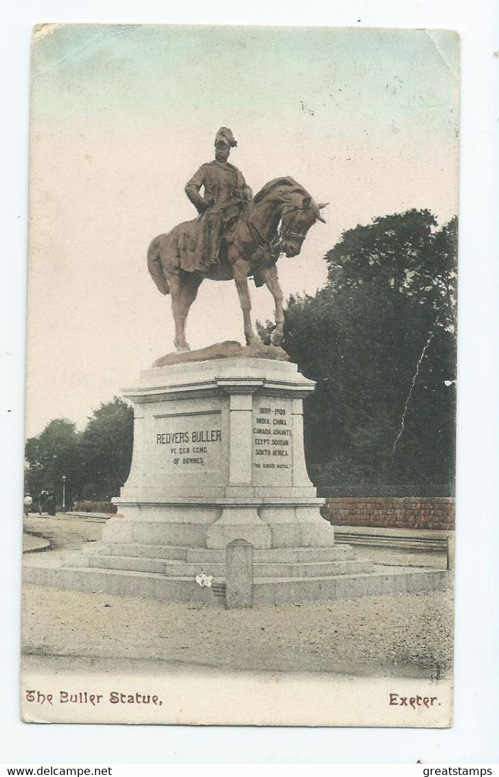 Devon    Postcard  Exeter Buller Statue Posted 1905 Mezzotint - Exeter