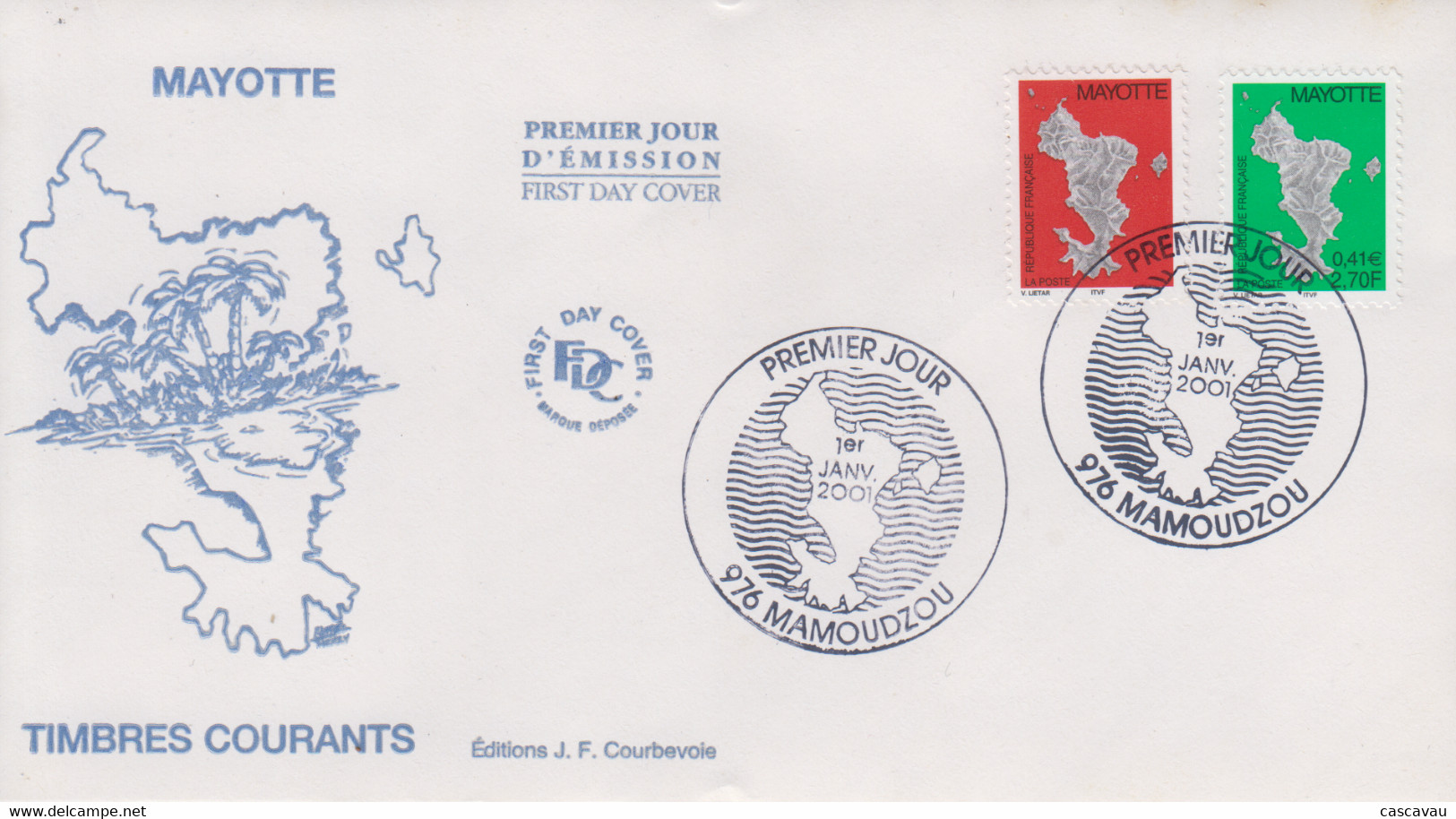 Enveloppe  FDC   1er  Jour   MAYOTTE     Timbres  Courants    MAMOUDZOU   2001 - Otros & Sin Clasificación