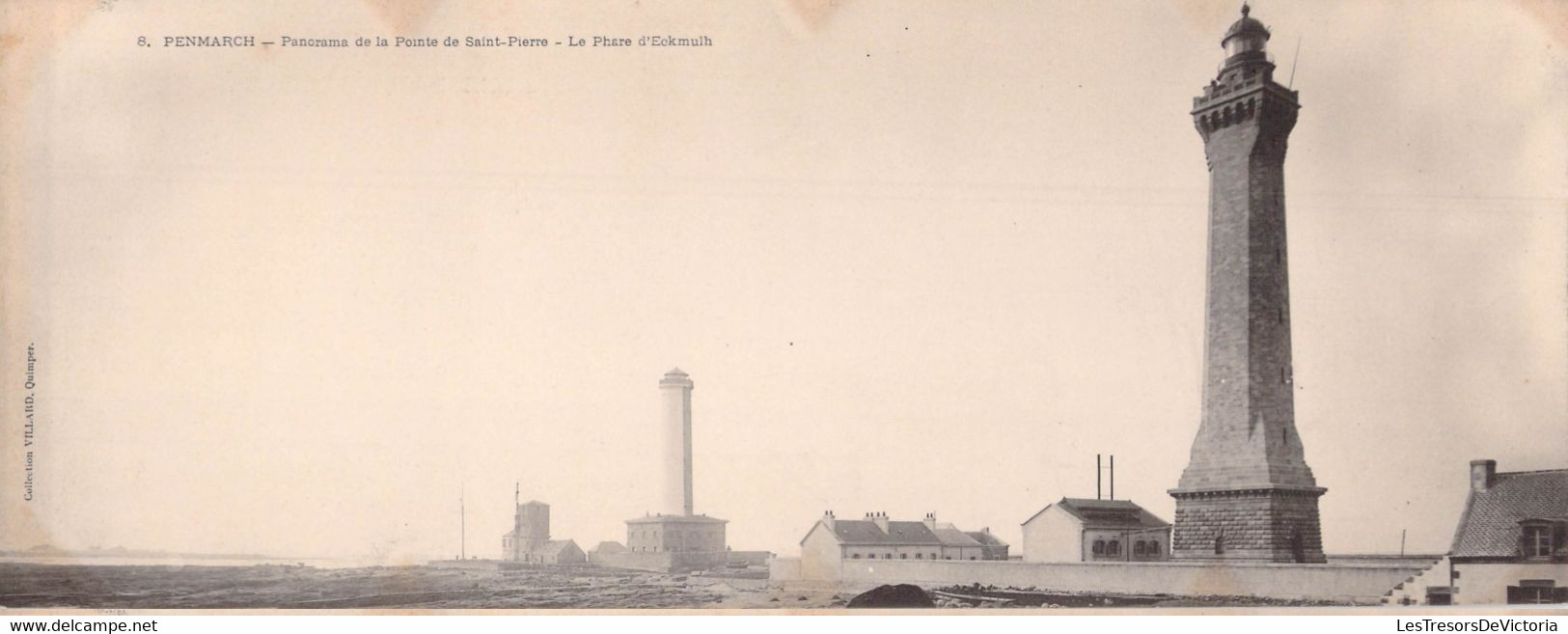 Carte LETTRE PANORAMIQUE - 29 - PENMARCH - Panorama La Pointe De St Pierre - Phare ECKMULH - COLLECTION VILLARD QUIMPER - Penmarch