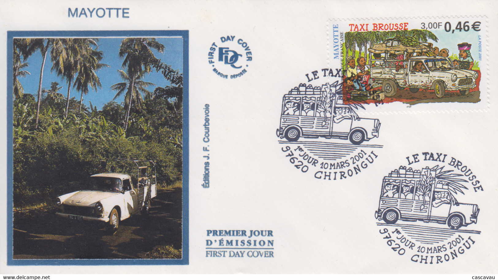 Enveloppe  FDC   1er  Jour   MAYOTTE    Le  TAXI  BROUSSE    CHIRONGUI   2001 - Other & Unclassified