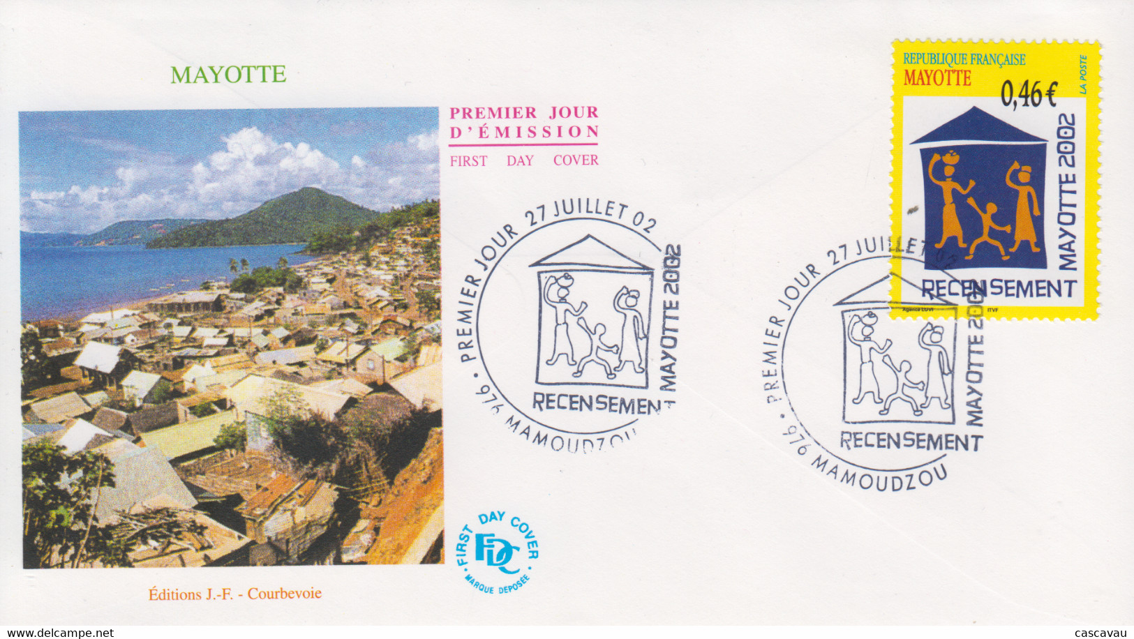 Enveloppe  FDC  1er  Jour    MAYOTTE    Recensement     MAMOUDZOU   2002 - Otros & Sin Clasificación