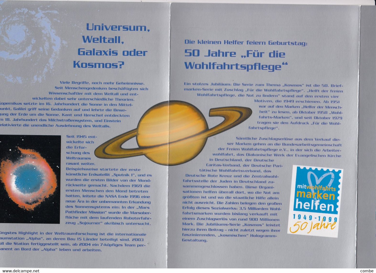 Germany Faszination Kosmos 1999 Klappkarte Mit Hologrammmarken Cosmos Space Hologramstamps - Sonstige & Ohne Zuordnung