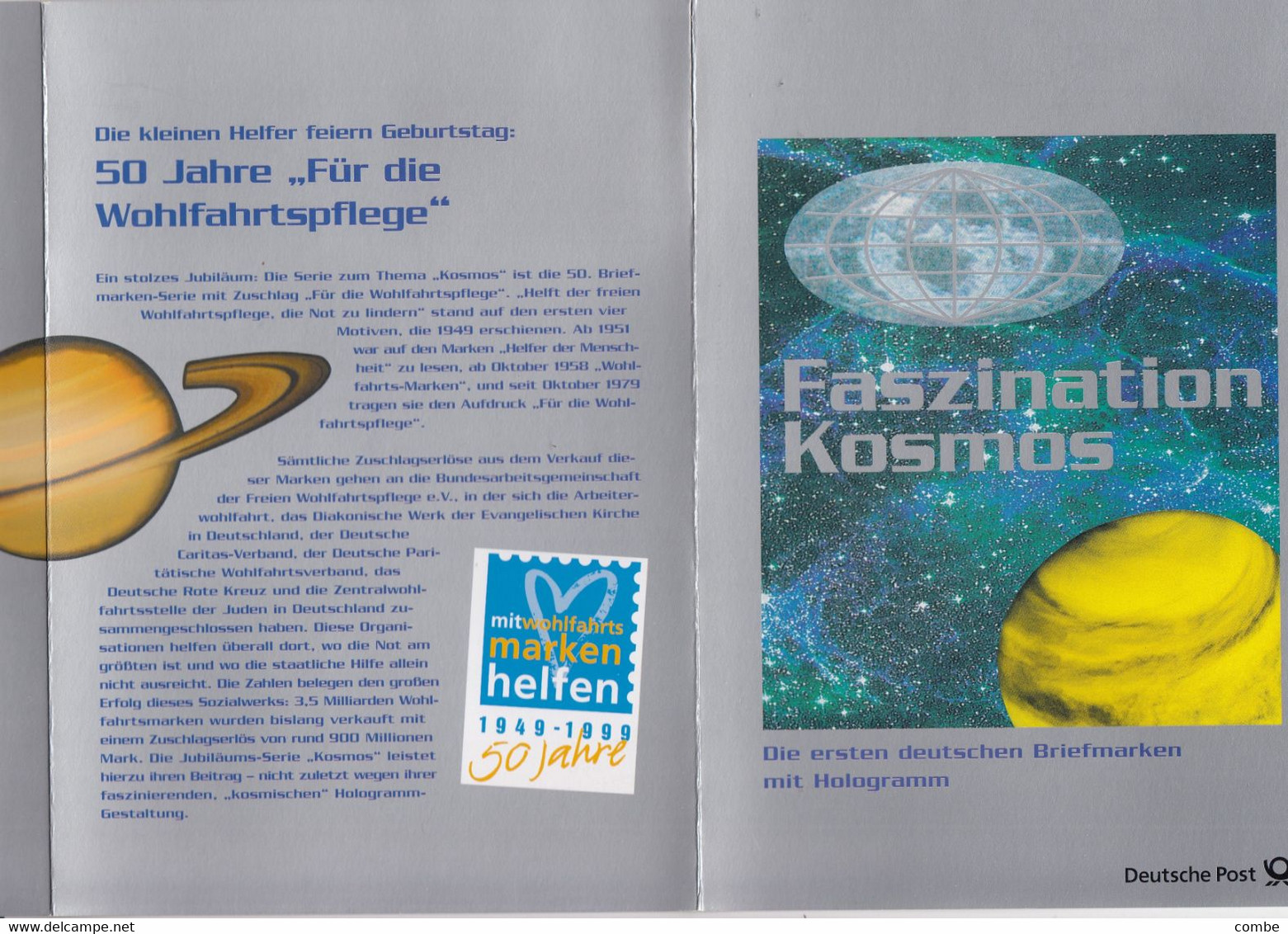 Germany Faszination Kosmos 1999 Klappkarte Mit Hologrammmarken Cosmos Space Hologramstamps - Other & Unclassified