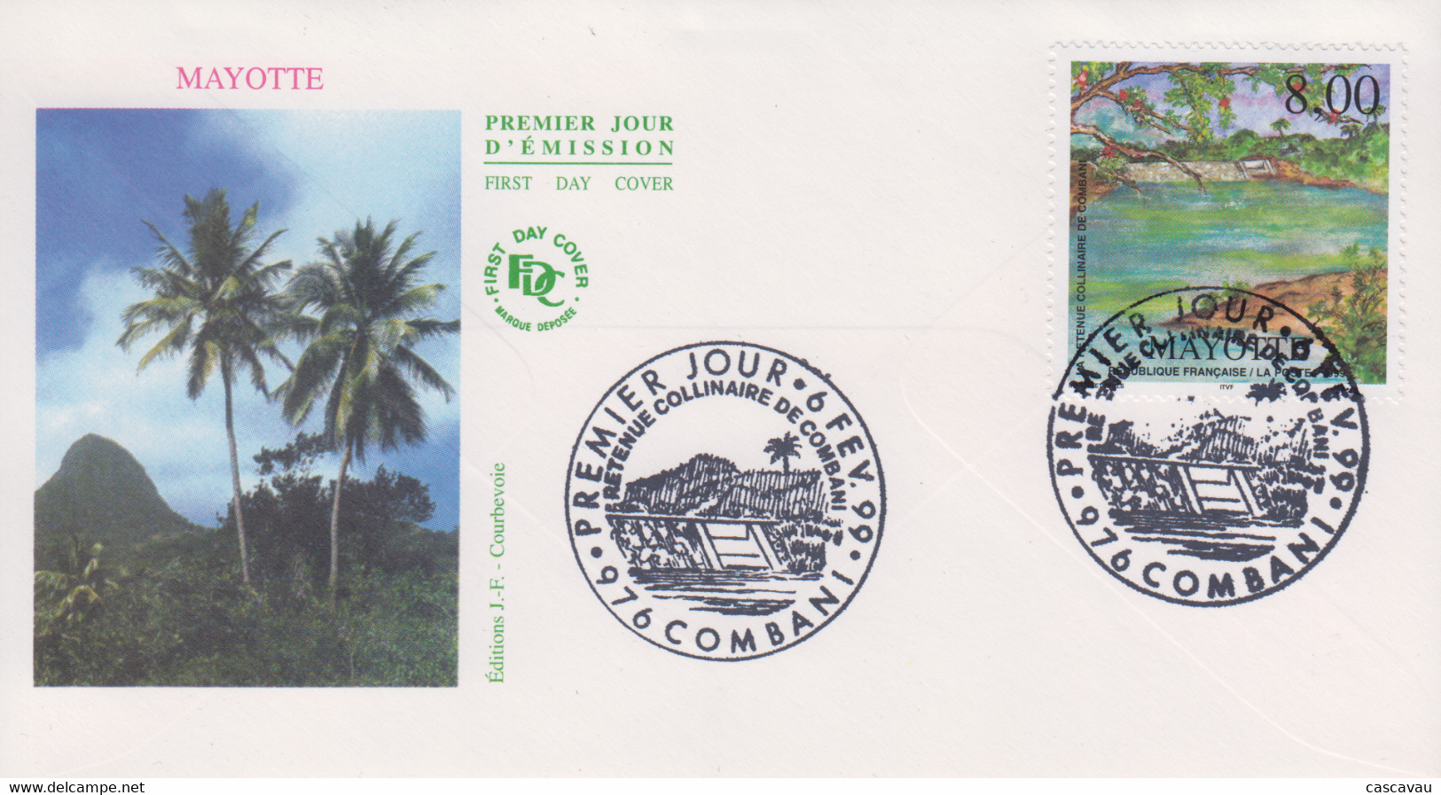 Enveloppe  FDC  1er  Jour    MAYOTTE    Retenue  Collinaire  De  COMBANI     1999 - Sonstige & Ohne Zuordnung