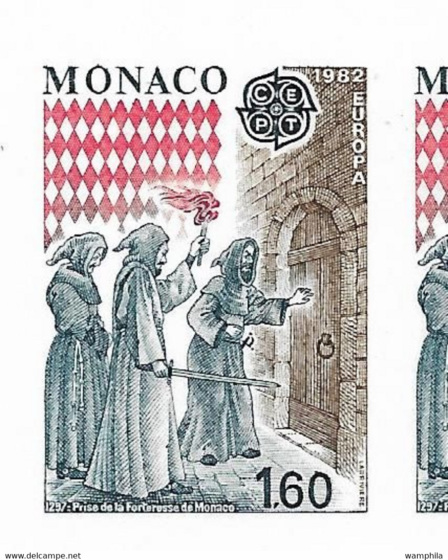 Monaco Bloc N°22a** Non Dentelé. Europa 1982. Traité De Péronne, Cote 400€. - Variétés