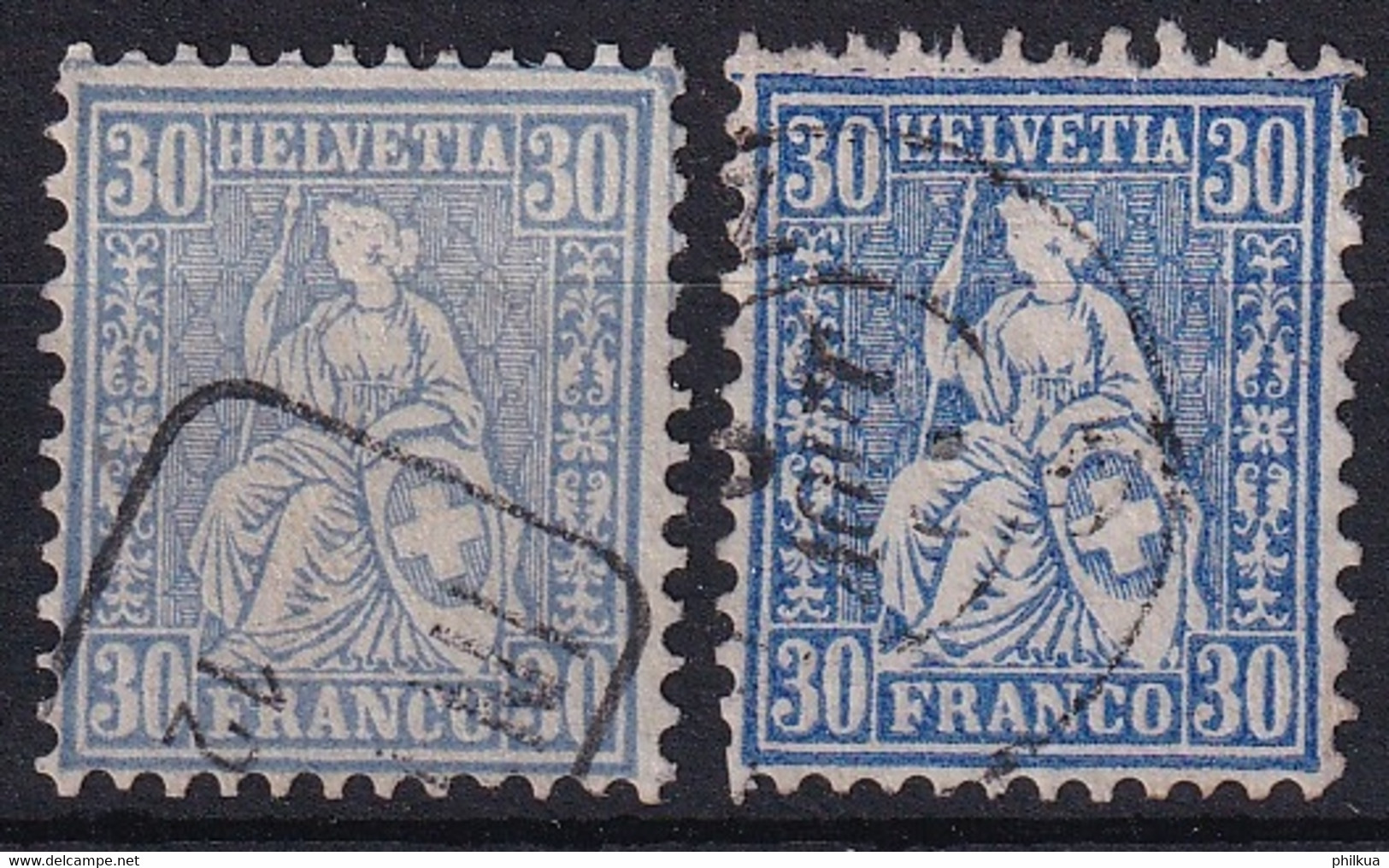 Zumstein 41 / Mi. 33 Sitzende Helvetia Sauber Gestempelt - FARBNUANCEN - Used Stamps