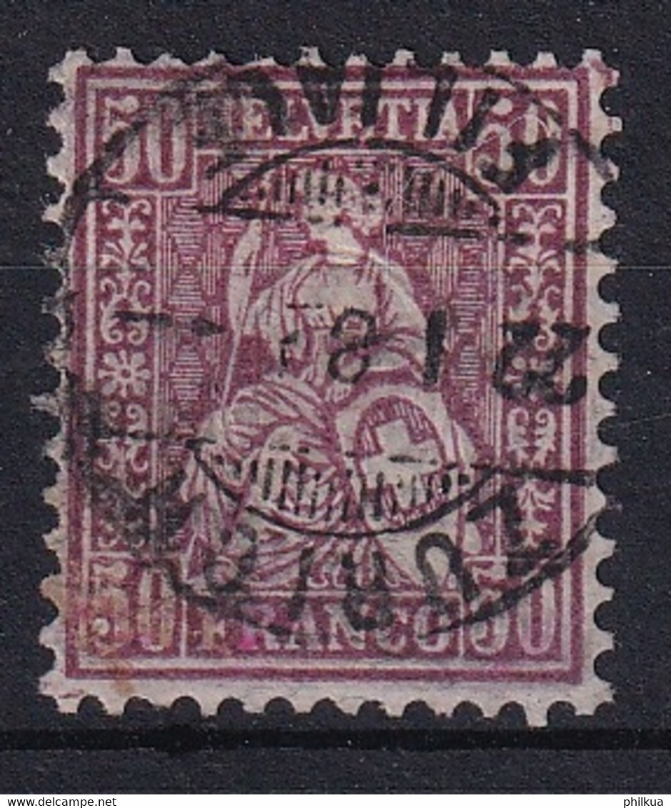 Zumstein 51 / Mi. 43 Sitzende Helvetia Sauber Gestempelt - FASERPAPIER - Used Stamps