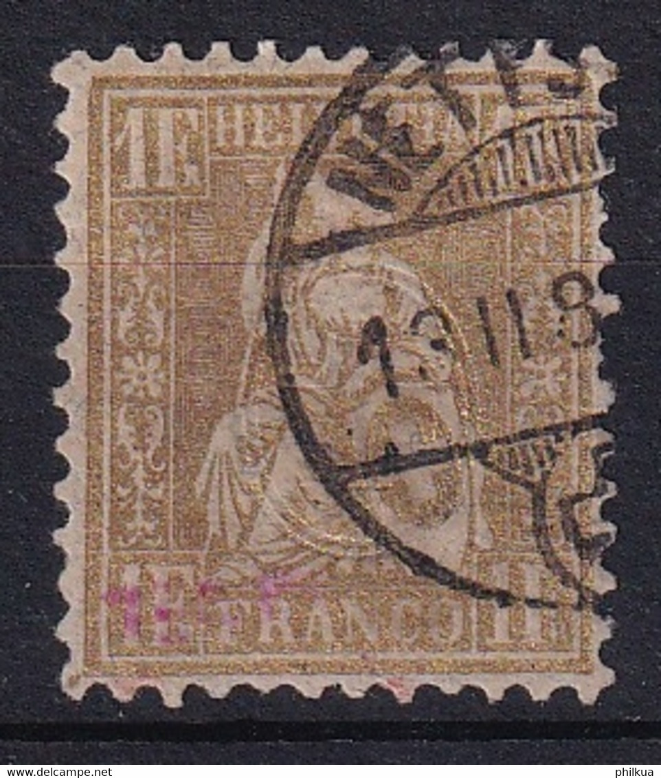 Zumstein 52 / Mi. 44 Sitzende Helvetia Sauber Gestempelt - FASERPAPIER - Verfärbung Von Altsignatur - Used Stamps