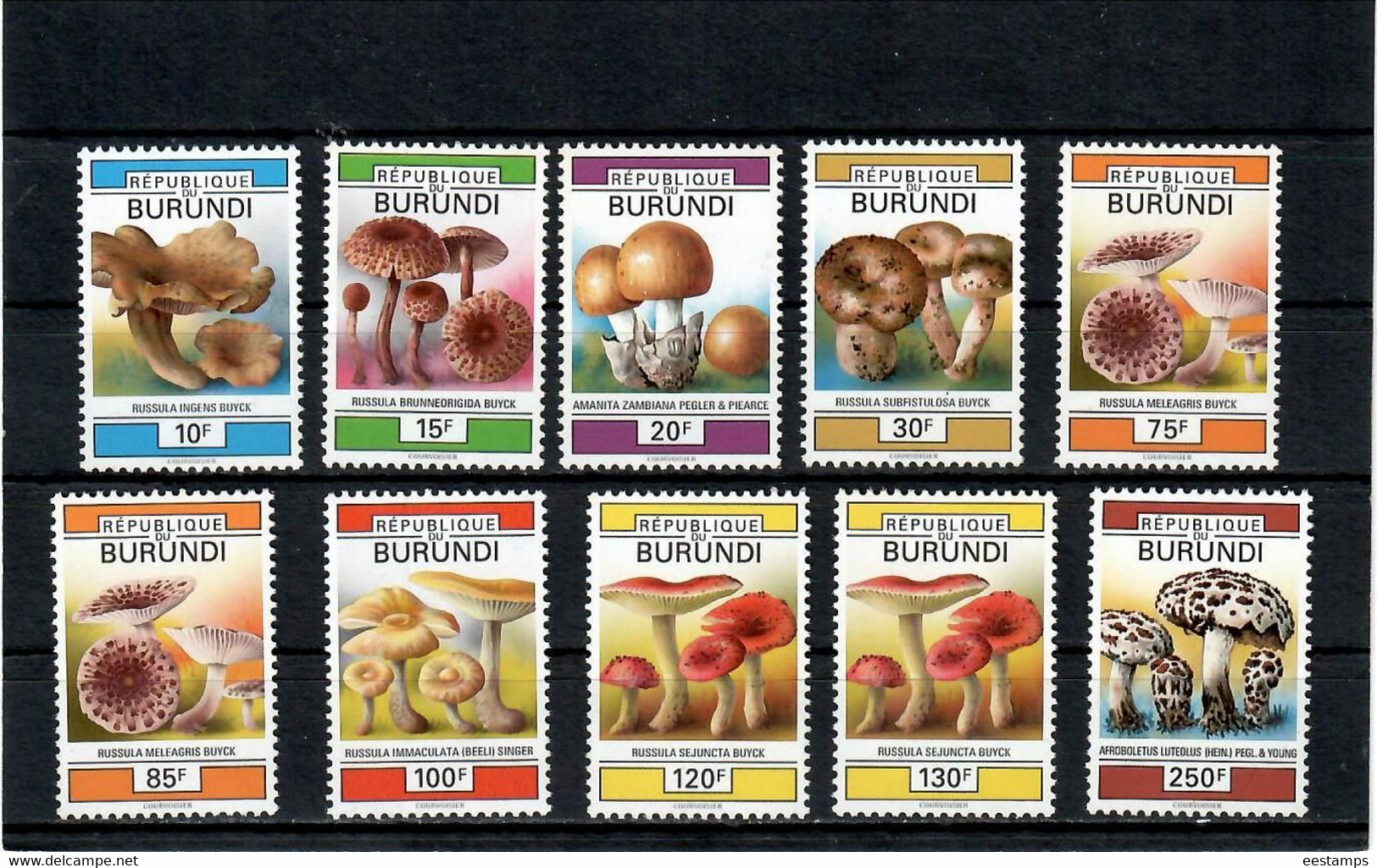 Burundi 1992 . Mushrooms. 10v. - Nuovi
