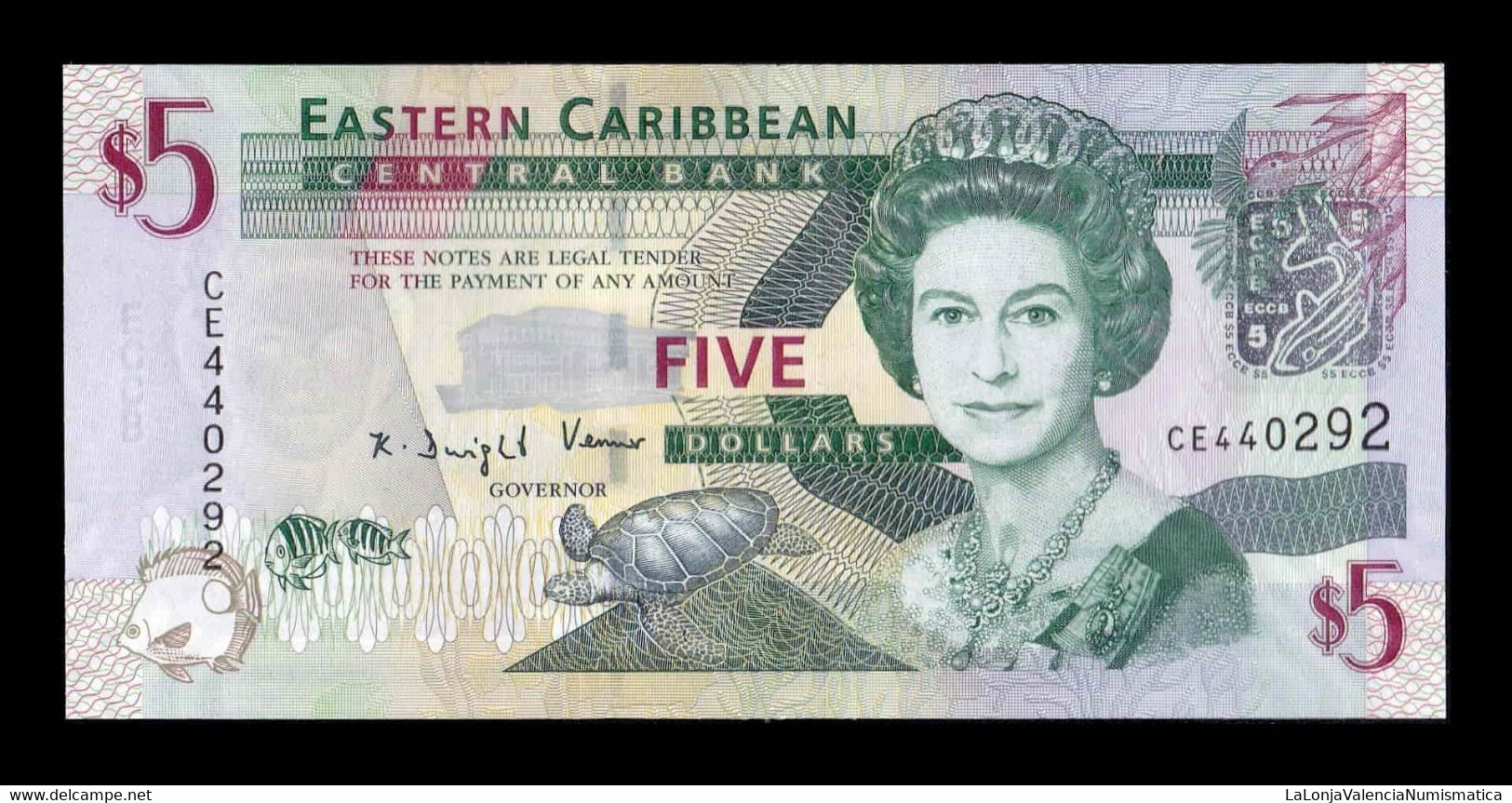 Estados Del Caribe East Caribbean 5 Dollars 2008 Pick 47 SC UNC - East Carribeans