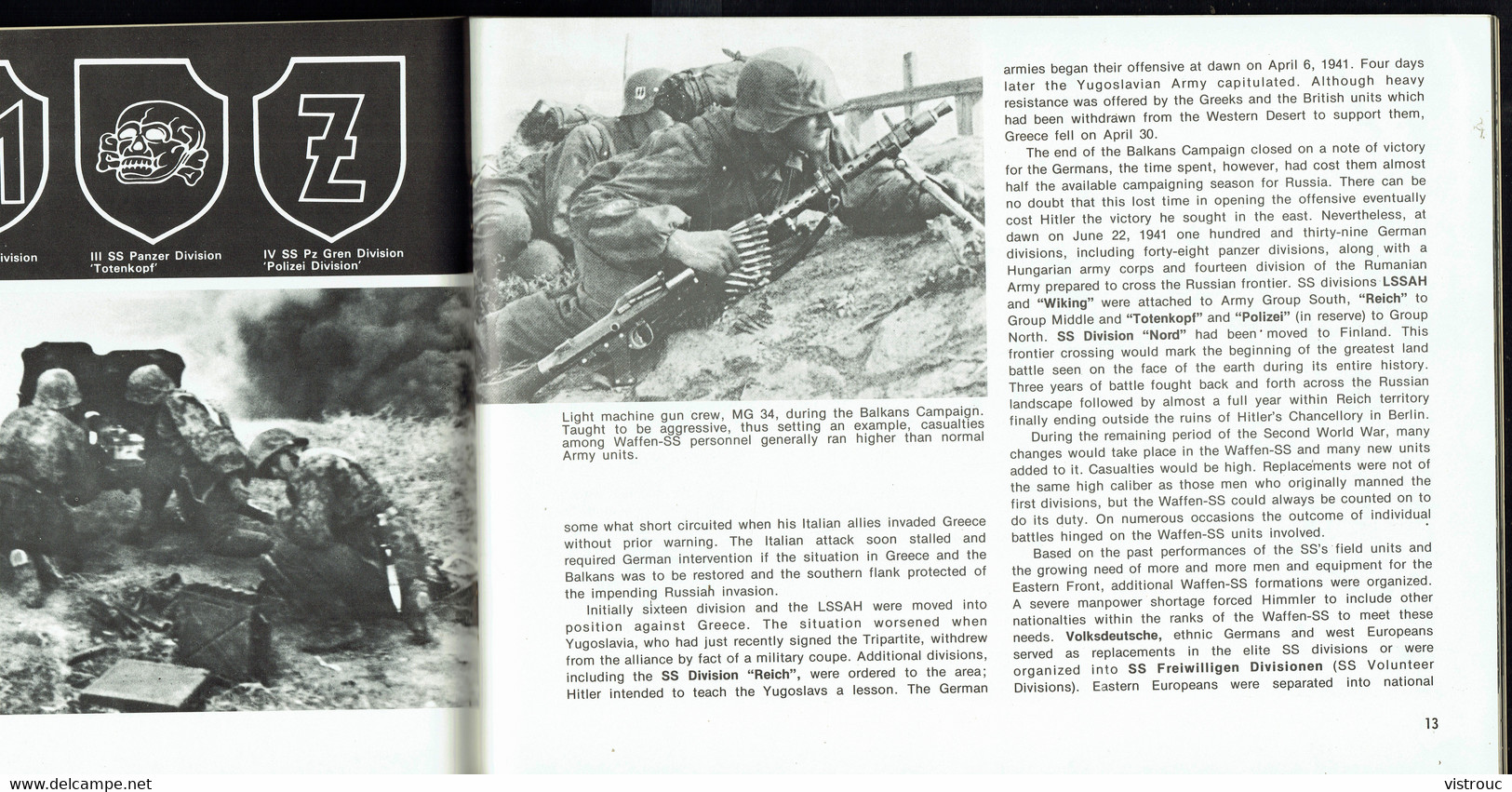 "WAFFEN SS In Action" - Squadron/Signal Publications - WEAPONS N° 3 - Year 1973 - UK. - Guerra 1939-45