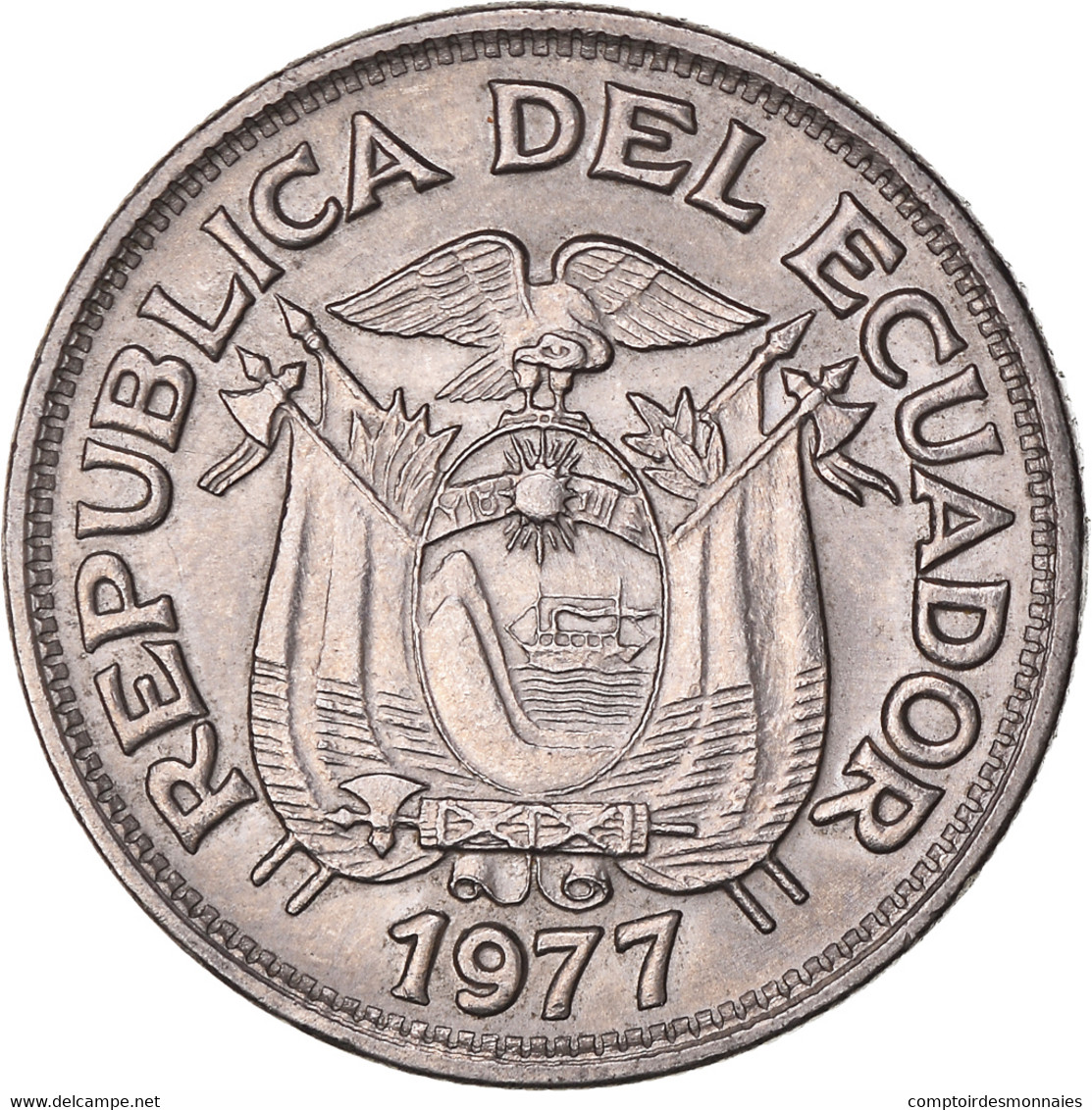 Monnaie, Équateur, 50 Centavos, Cincuenta, 1977 - Ecuador