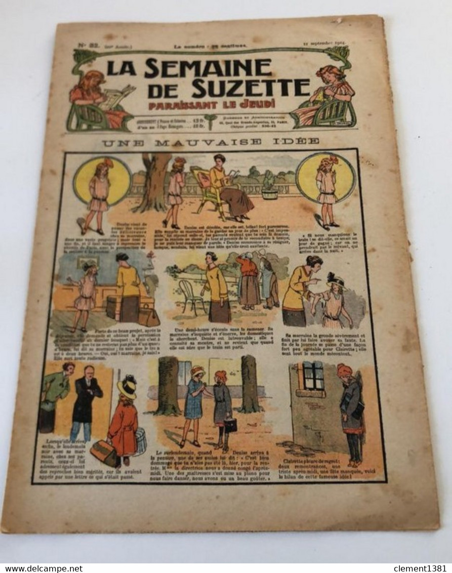 La Semaine De Suzette 1924 N°32 Une Mauvaise Idee - La Semaine De Suzette