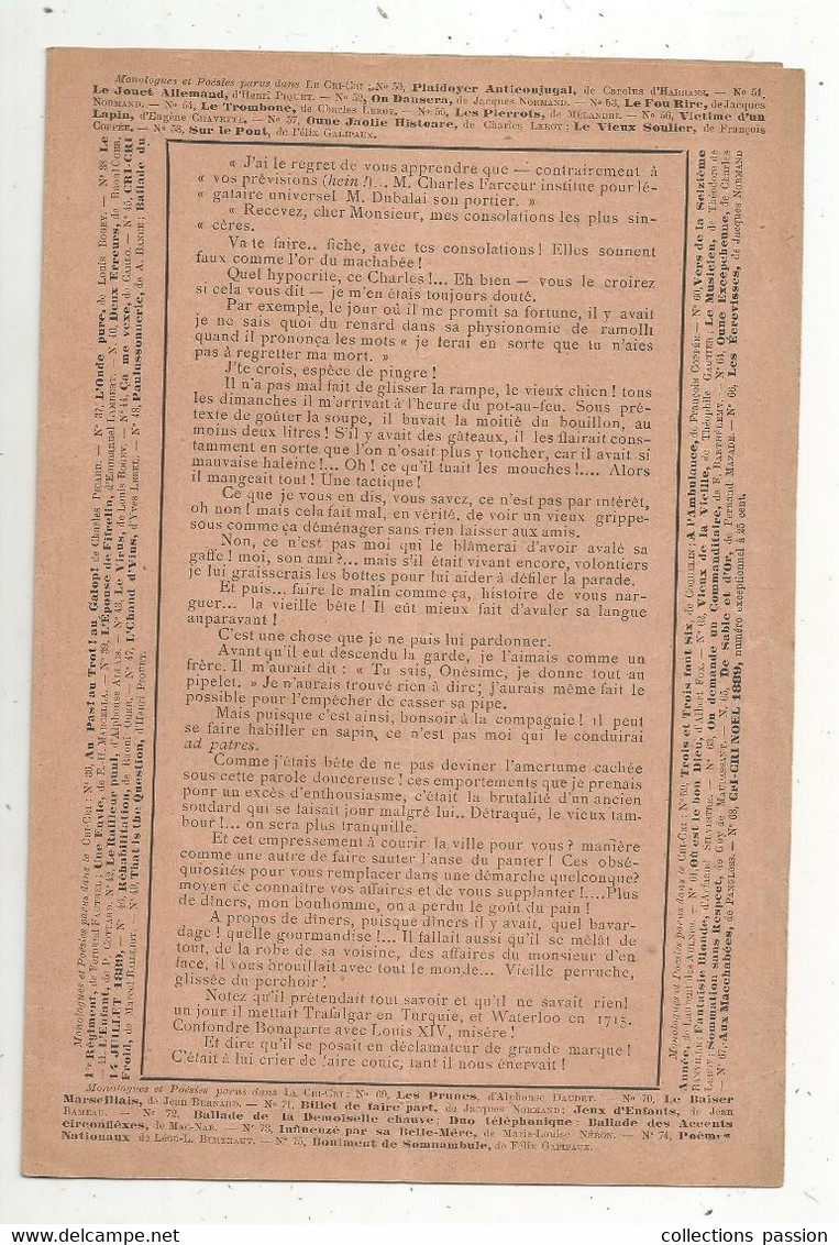 LE CRI - CRI, Bibliothéque Théâtrale Et Litteraire , Léon L. Berthaut, L'HERITIER D'AVANT , 4 Scans , Frais Fr 1.85 E - Autori Francesi