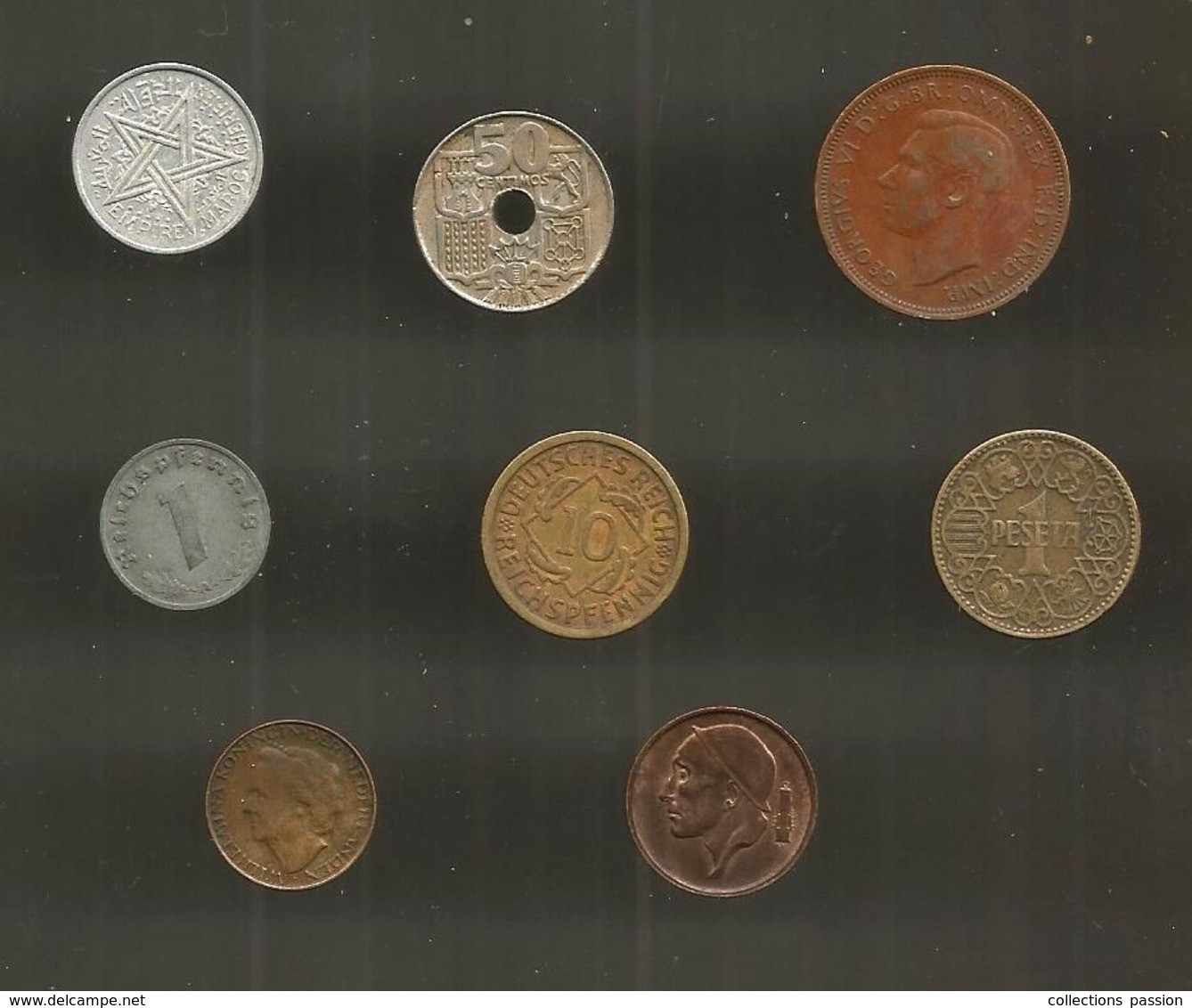 Monnaie , Maroc, Belgique, Allemagne, Grande Bretagne, Espagne, Pays Bas , LOT DE 8 MONNAIES - Kilowaar - Munten
