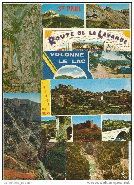 Cp , 04 , Alpes De Haute Provence , Greoux, Gorges Du Verdon , Dignes, Moustiers, Volonne..., LOT DE 9 CP Du 04 - 5 - 99 Karten