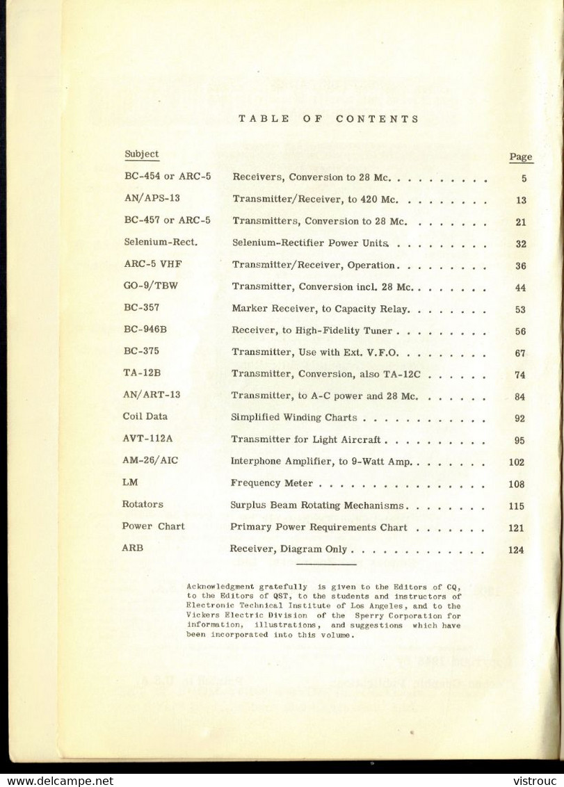 "SURPLUS RADIO CONVERSION MANUAL" - Par R.C. EVENSON & BEACH- Edititors An Engineers Ltd - Santa Barbara, U.S.A. - 1948. - Fuerzas Armadas Americanas