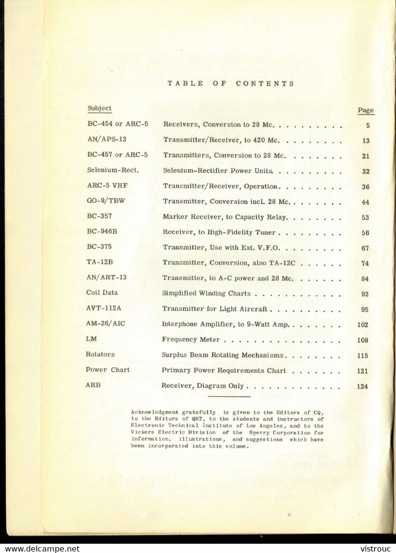 "SURPLUS RADIO CONVERSION MANUAL" - Par R.C. EVENSON & BEACH- Edititors An Engineers Ltd - Santa Barbara, U.S.A. - 1948. - US Army