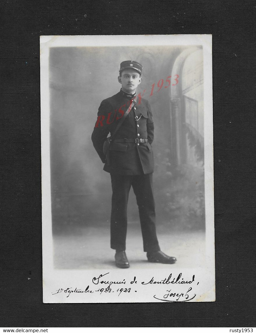 MILITARIA CARTE PHOTO MILITAIRE SOLDAT JOSEPH GARDIEN DE LA PAIX ? SOUVENIR DE MONTBÉLIARD 1922/23 : - Police & Gendarmerie