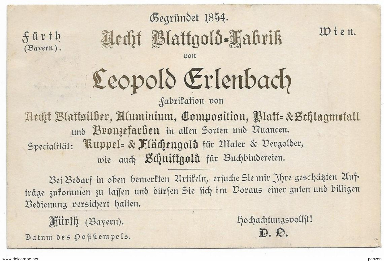 Germany 1886 Furth Propaganda Advertising Metal Work Picture Postcard F.2 - Furth