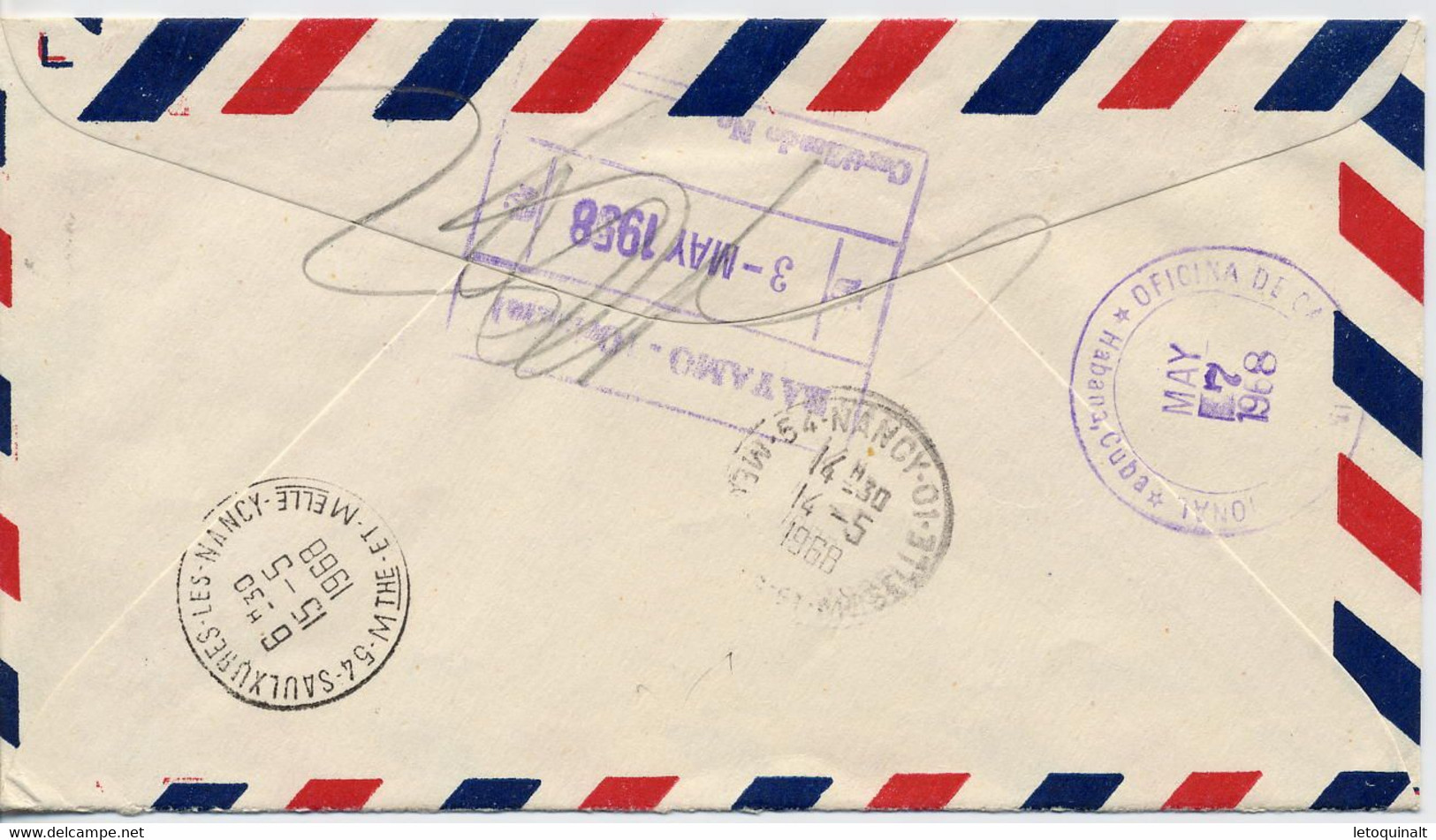 Lettre Cuba - 1958 - Bayamo Pour Nancy - Par Avion - Covers & Documents