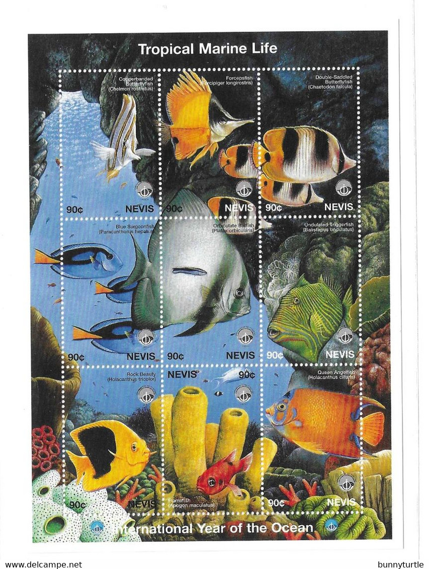 Nevis 1998 Intl Year Of The Ocean Fishes Marine Life Sheet MNH - St.Kitts And Nevis ( 1983-...)