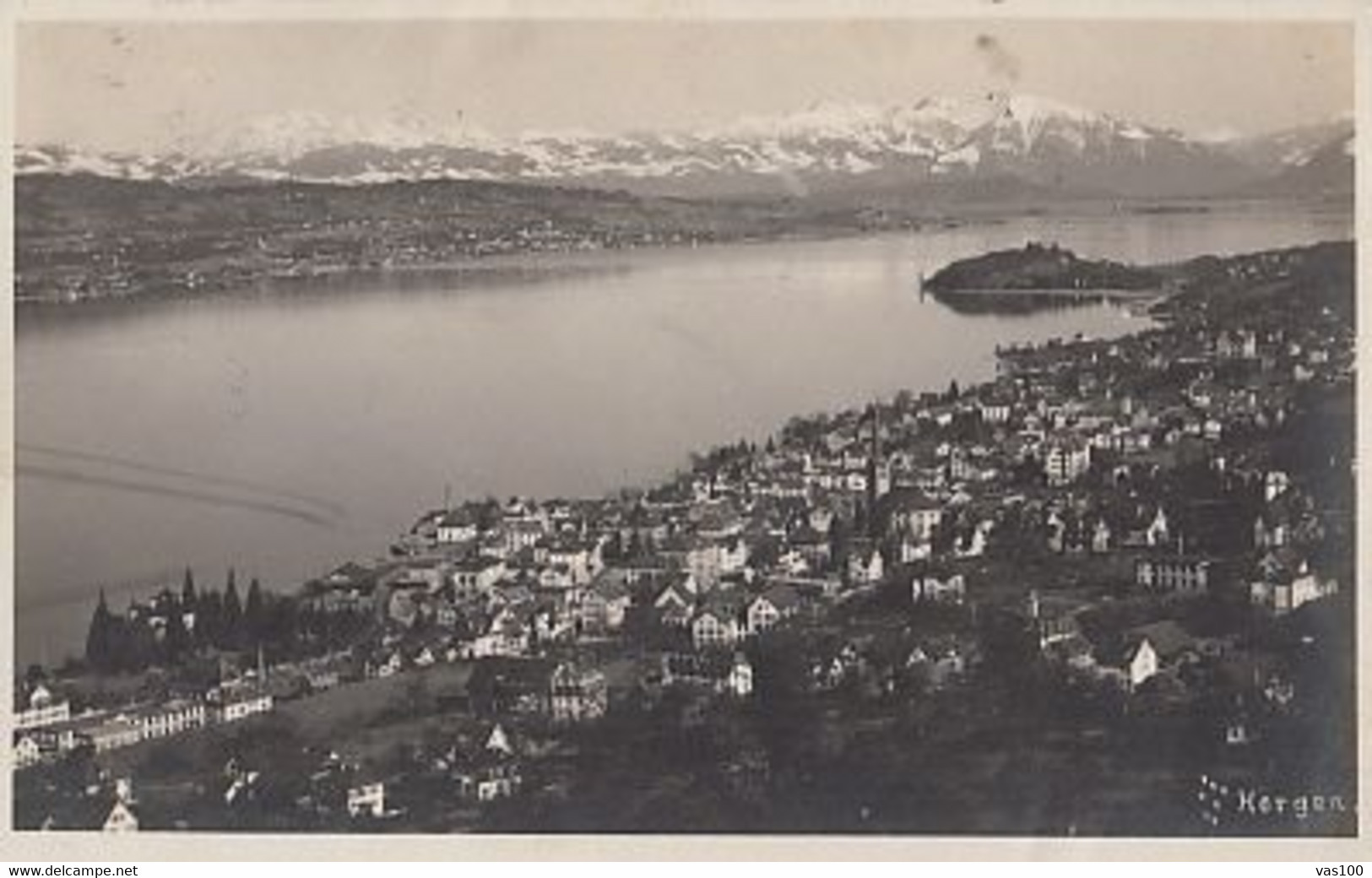 CPA HORGEN- TOWN PANORAMA, MOUNTAINS, LAKE ZURICH - Horgen