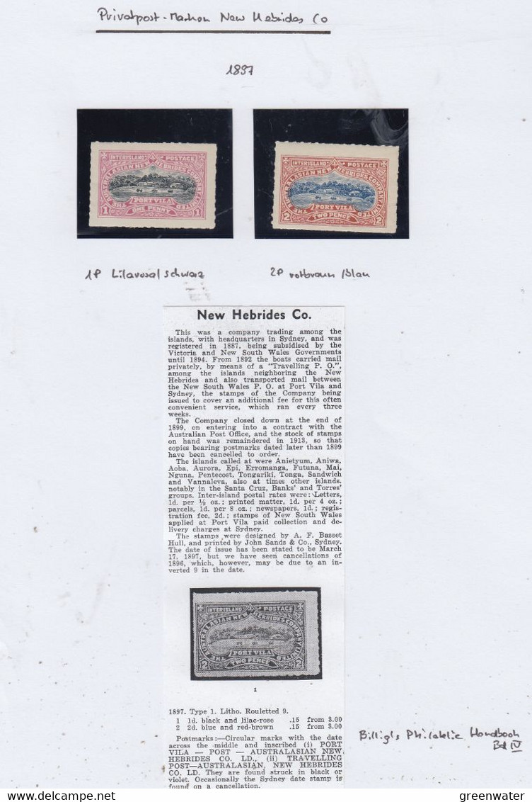 New Hebrides 1897 "Port Villa" Private Issue 2v * Mh (= Mint, Hinged) AA167) - Neufs