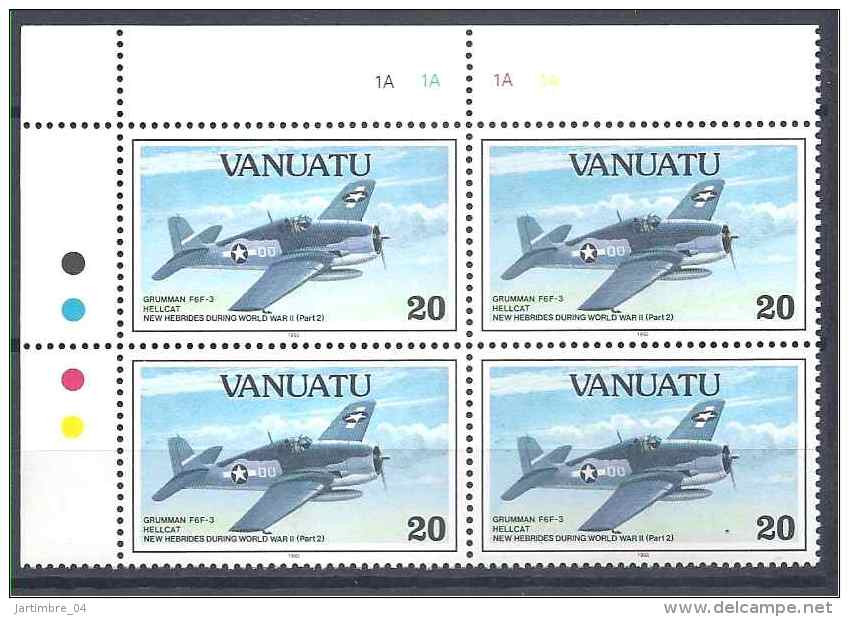 1993 VANUATU 911 ** Avion , Issu De Série, Bloc De 4 - Vanuatu (1980-...)