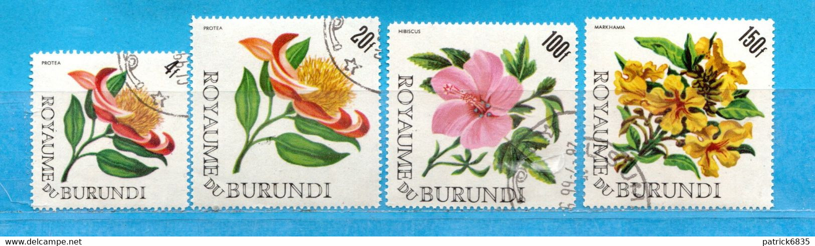 (Us3) ) BURUNDI °1966 - FIORI FLEURS FLOWERS. Yvert. 178-184-186-187.  Usato, Used. - Oblitérés