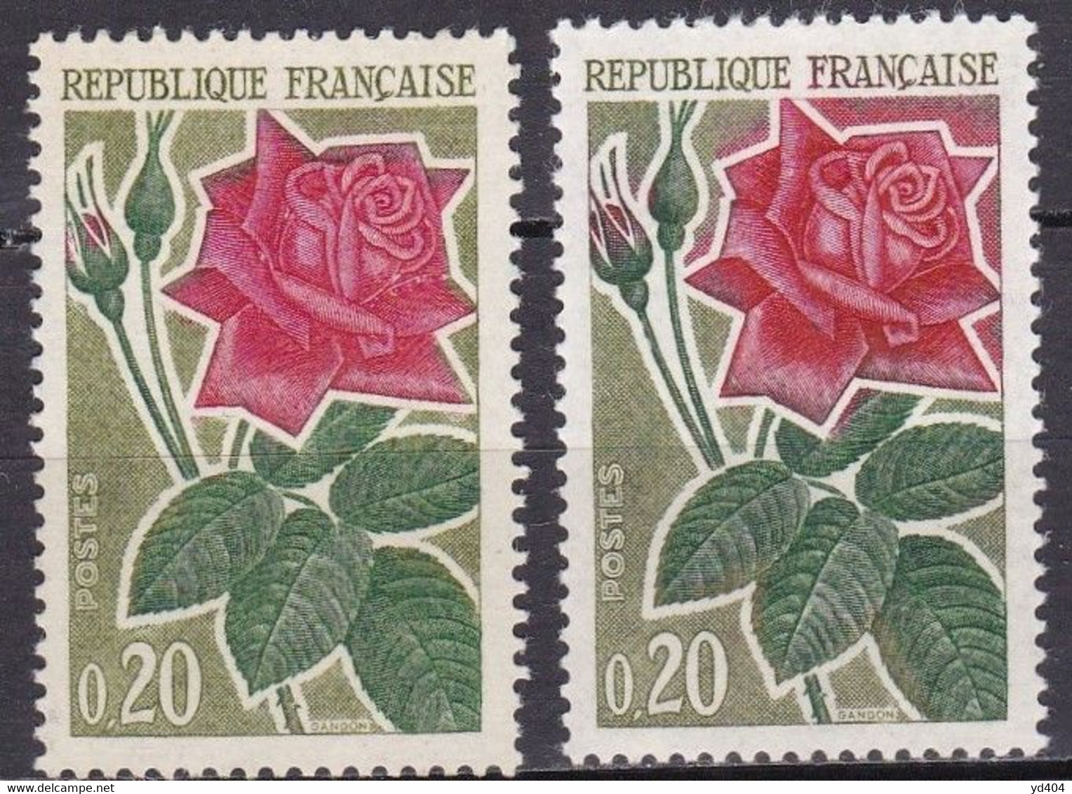 FR7330 - FRANCE – 1962 – MODERN ROSE - VARIETIES - Y&T # 1357(x2) MNH - Ongebruikt