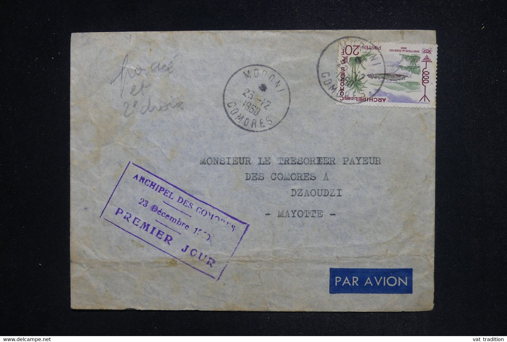 COMORES - Enveloppe FDC En 1950, De Moroni Pour Dzaoudzi - L 127491 - Lettres & Documents